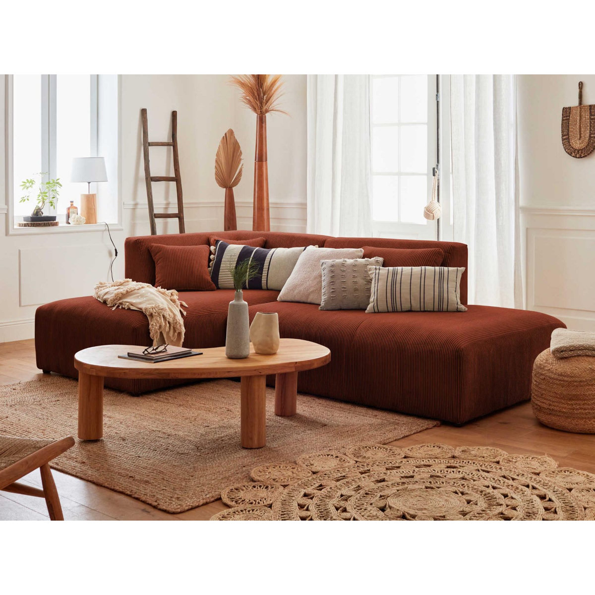 LISA DESIGN Victoire - canapé modulable d'angle gauche - 4 places - en velours côtelé