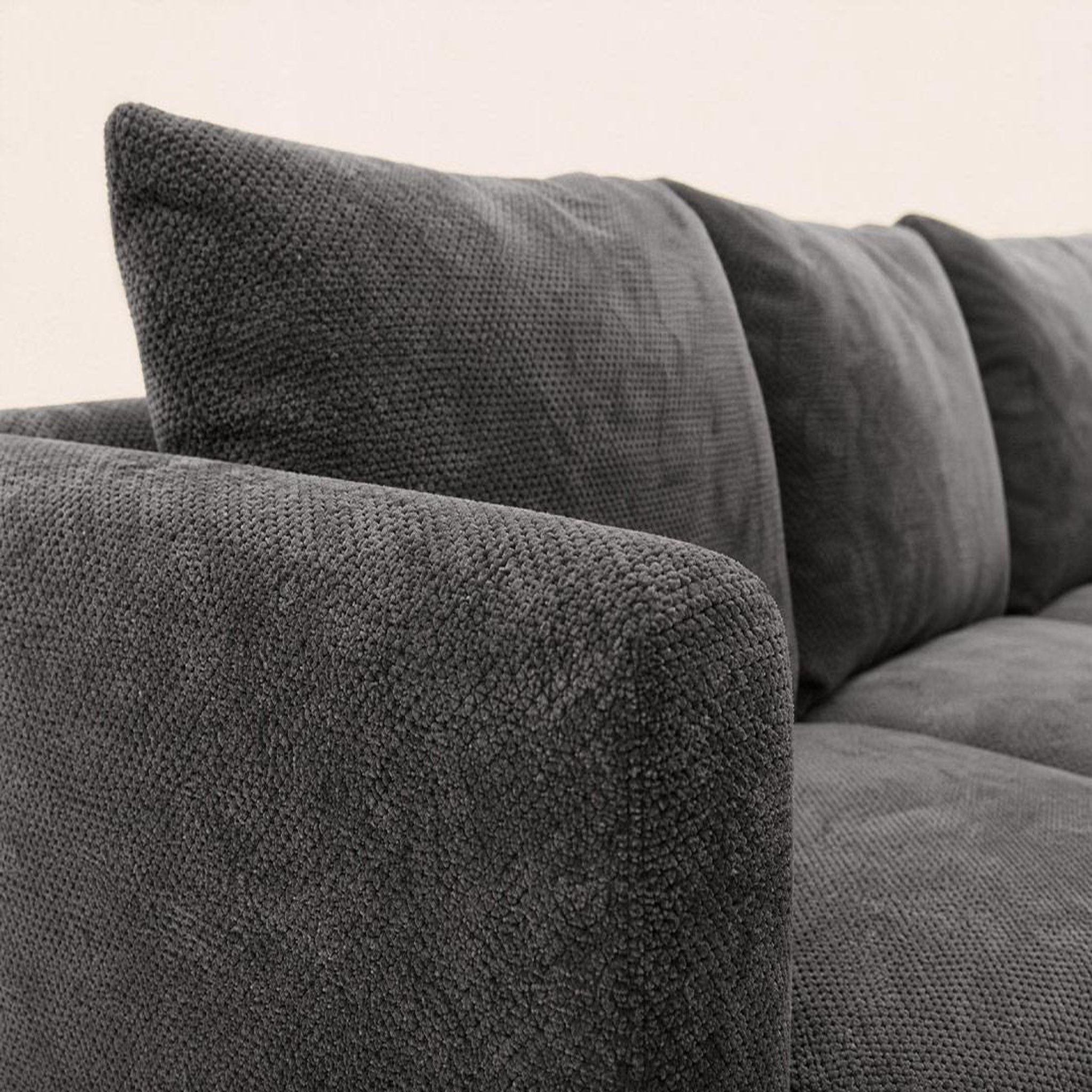 Voir la diapositive 4 : BEST MOBILIER Gabin - canapé d'angle droit 5 places en velours texturé