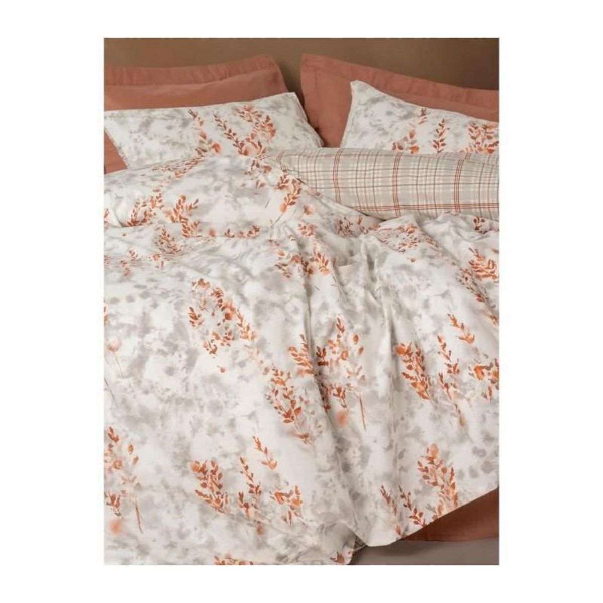 GENERIQUE Parure de lit - 129CTN64845 - 1 housse de couette 220 x 240 cm + 2 taies d'oreiller 60 x 60 cm - 100% coton ranforcé - Cannelle