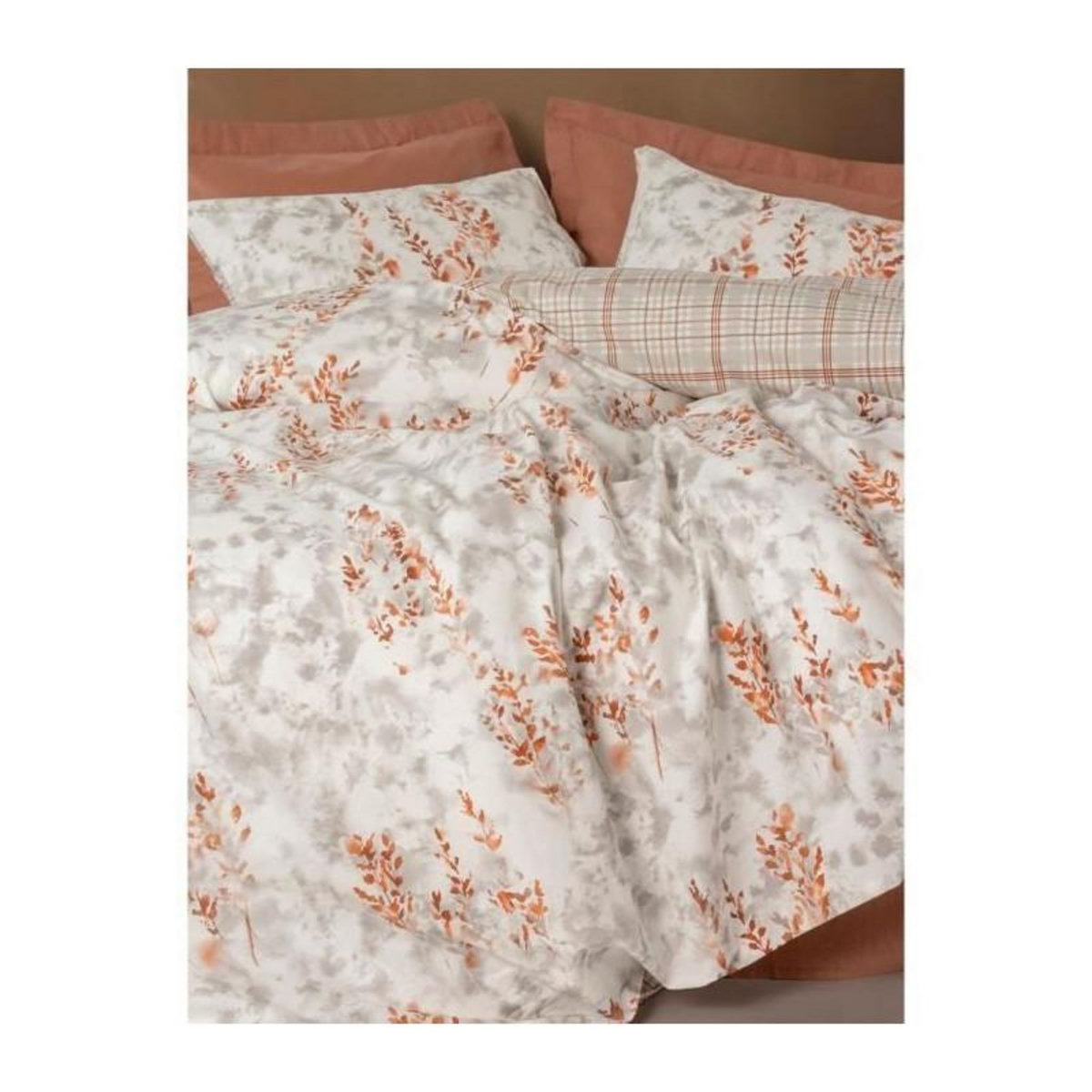 GENERIQUE Parure de lit - 129CTN64845 - 1 housse de couette 220 x 240 cm + 2 taies d'oreiller 60 x 60 cm - 100% coton ranforcé - Cannelle