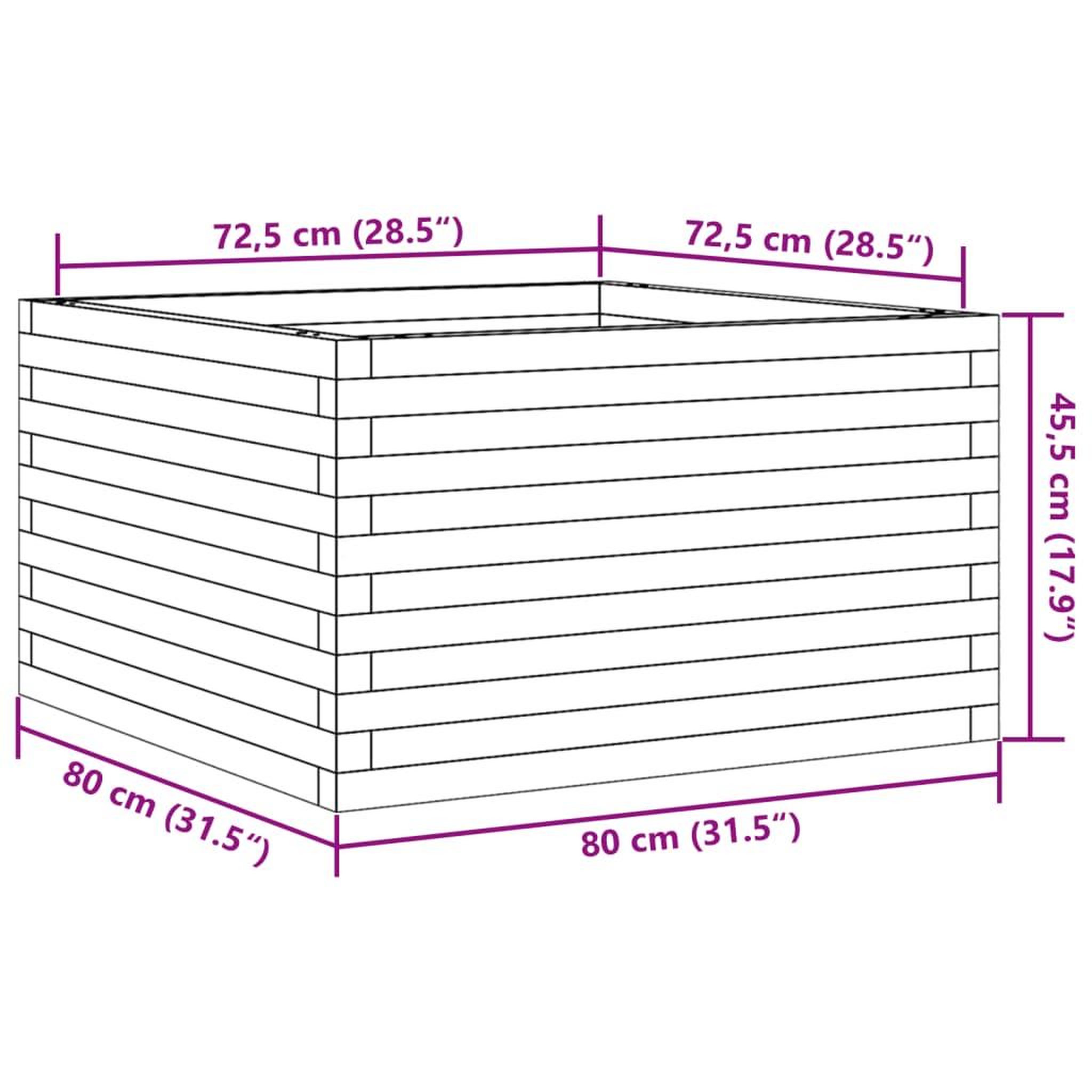 Voir la diapositive 6 : VIDAXL Jardiniere cire marron 80x80x45,5 cm bois de pin massif