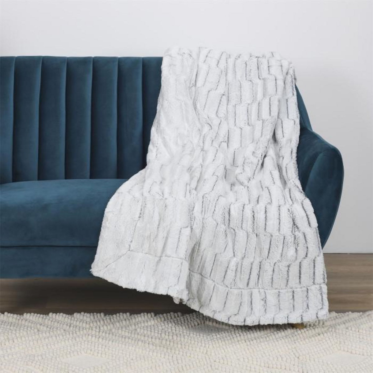 Paris Prix Plaid Imitation Fourrure  Carreaux  140x200cm Gris