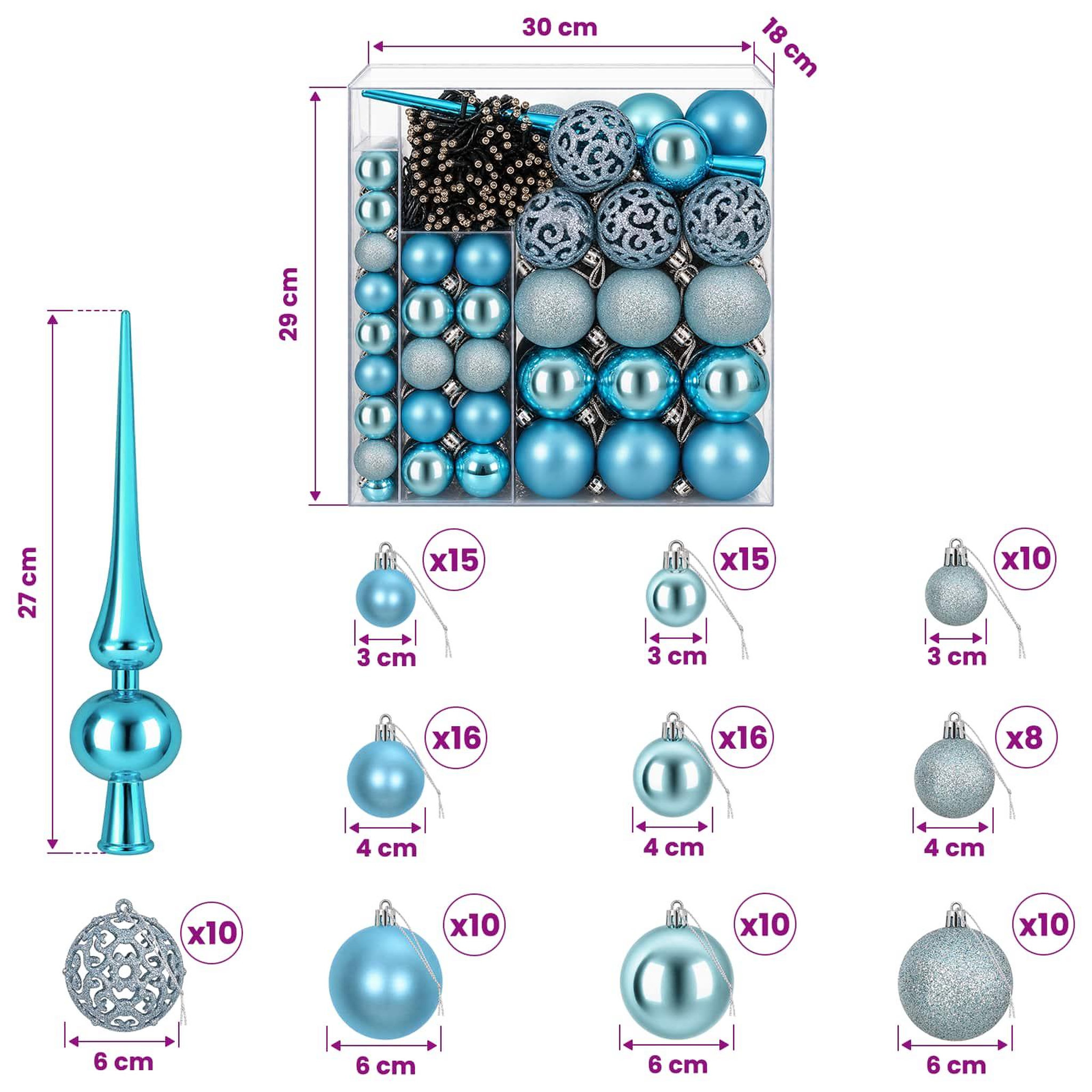 Voir la diapositive 3 : VIDAXL Ensemble de Boules de Noël 120 pc Turquoise Diam. 6 cm