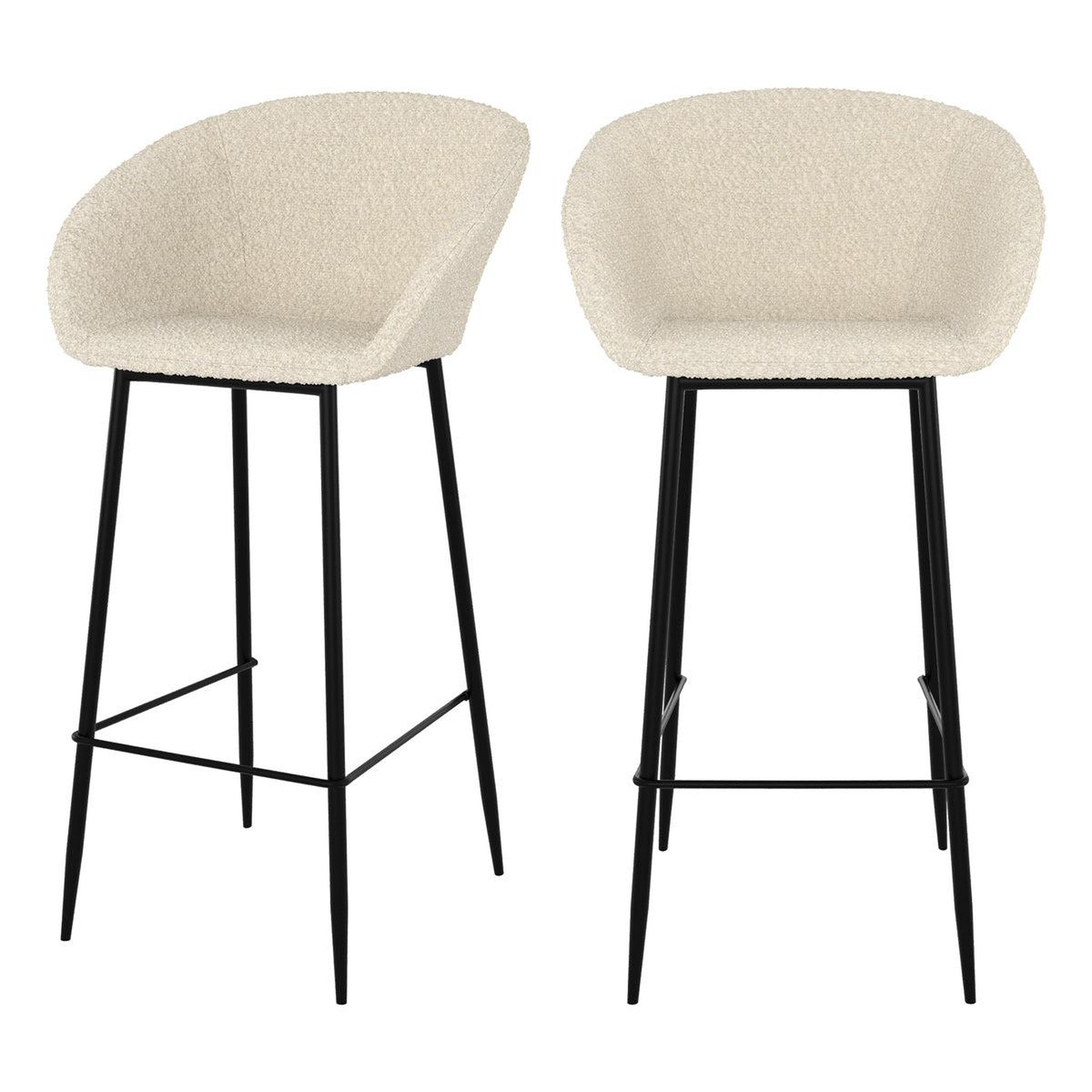 MAISON PAVANE Lot de 2 chaises de bar effet laine bouclette blanche 75 cm-marquise