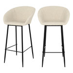 Rendez vous déco Lot de 2 chaises de bar effet laine bouclette blanche 75 cm-Marquise