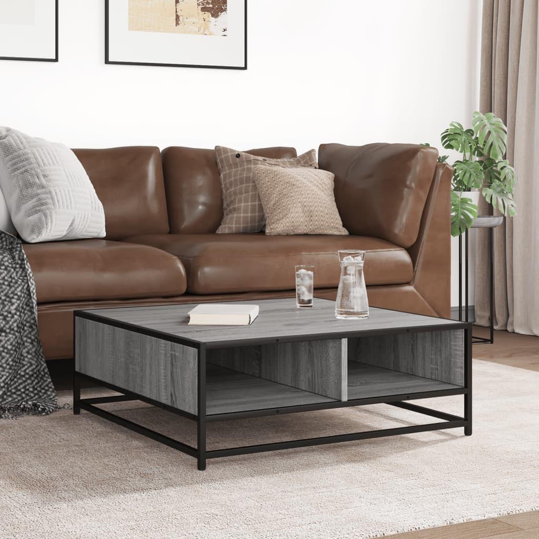 Voir la diapositive 3 : VIDAXL Table basse sonoma gris 80x80x30 cm bois d'ingenierie et metal