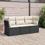 Voir la diapositive 1 : VIDAXL Salon de jardin 3 pcs avec coussins noir resine tressee