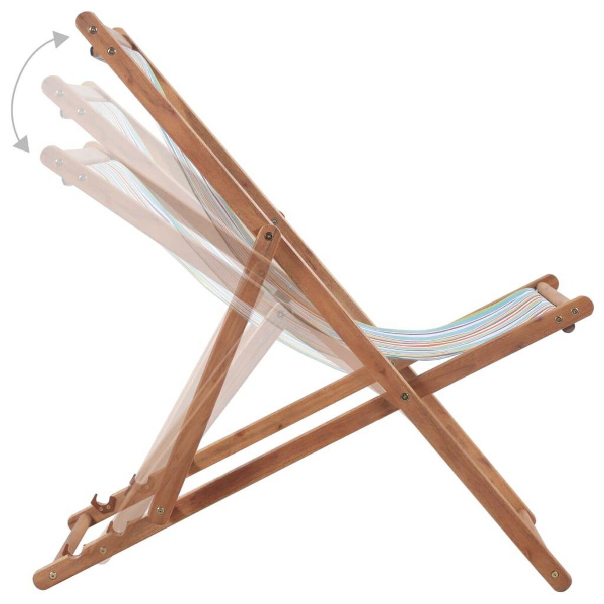 VIDAXL Chaise pliable de plage Tissu et cadre en bois Multicolore