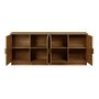 Voir la diapositive 5 : SWEEEK Buffet exotique 4 portes. effet bois de manguier rainuré. buffet bas. poignées en métal doré. L 180 x P 40 x H 75cm