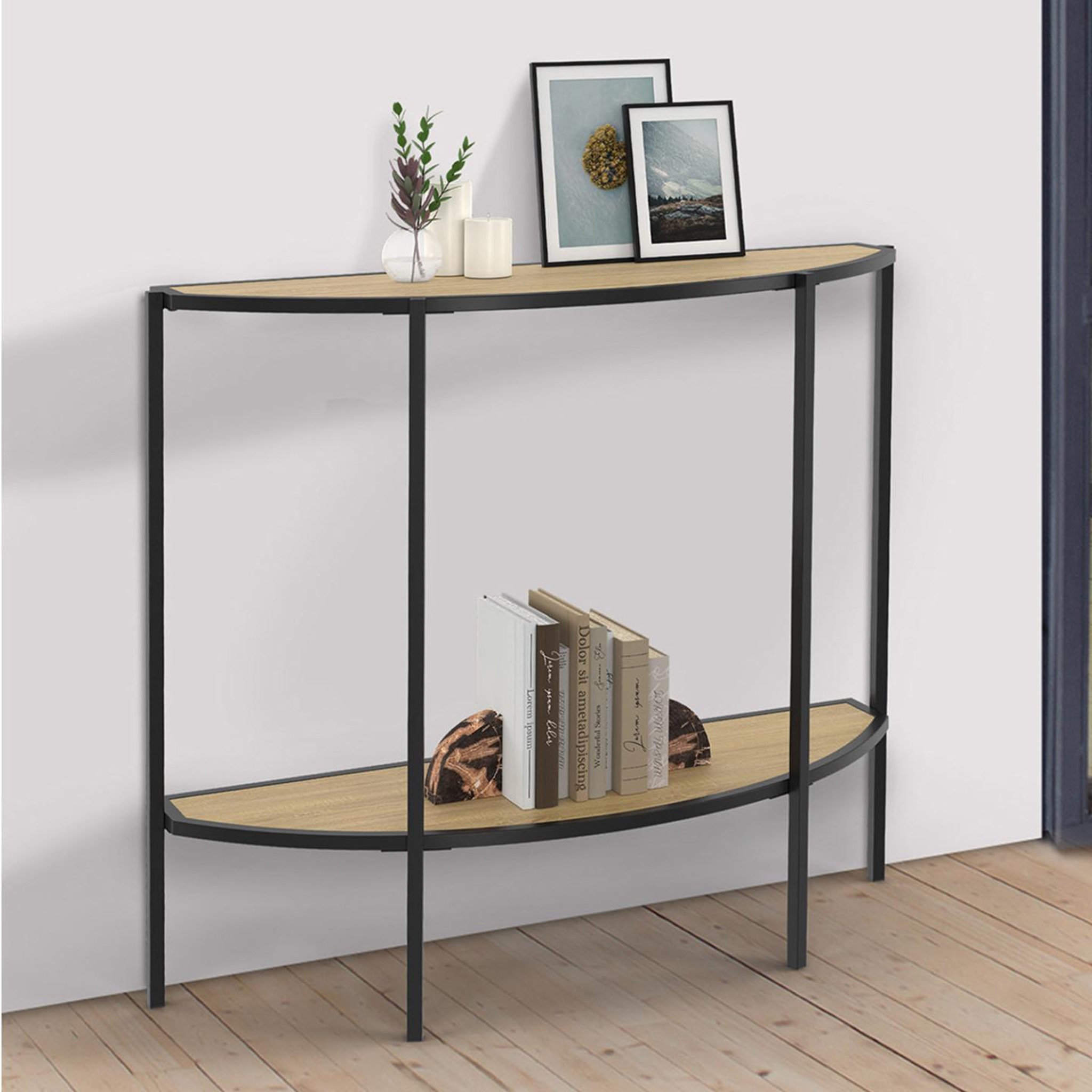 Voir la diapositive 2 : ID MARKET Console demi-lune detroit 1 étagère design industriel