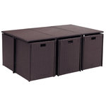 CONCEPT USINE Salon de jardin encastrable Marron-Blanc 10 places FLORIDA