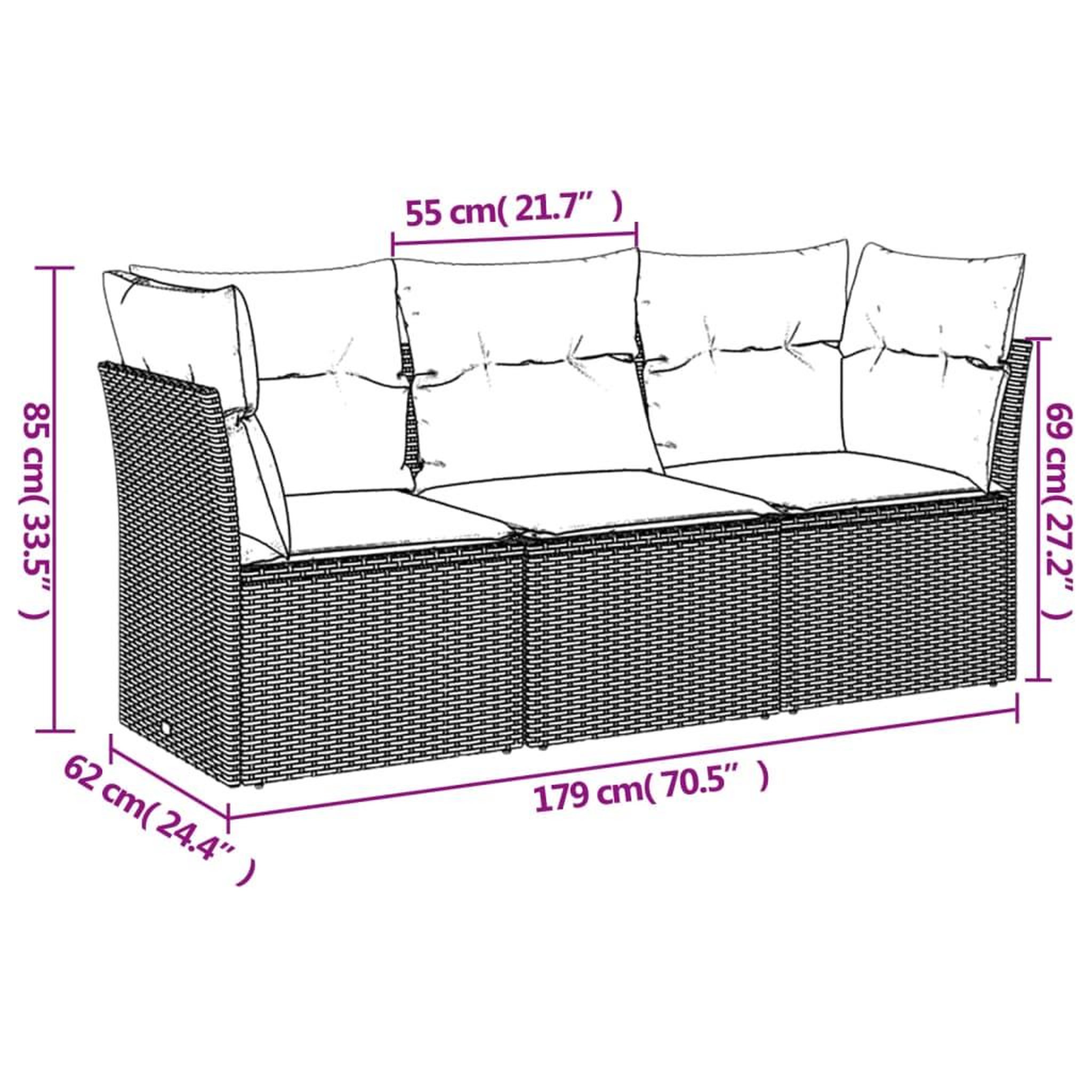 Voir la diapositive 4 : VIDAXL Salon de jardin avec coussins 3 pcs marron resine tressee