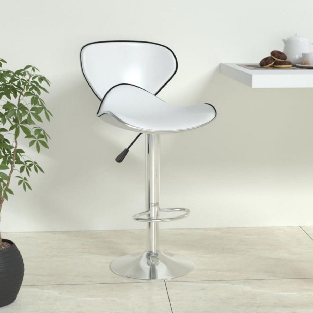 VIDAXL Tabouret de bar Blanc Similicuir