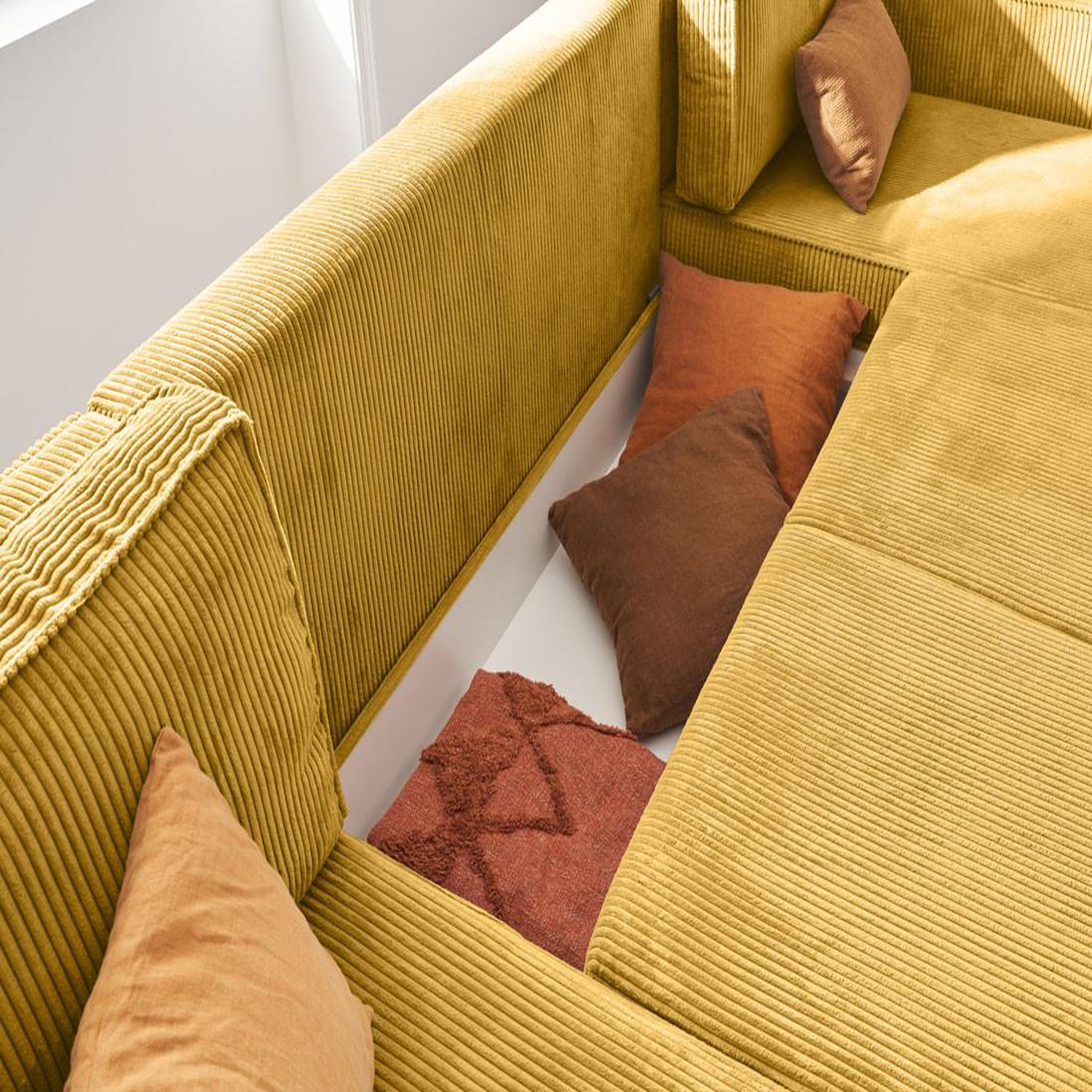 Voir la diapositive 4 : LISA DESIGN Charlie - canapé panoramique en u - 7 places - convertible avec coffre - en velours côtelé