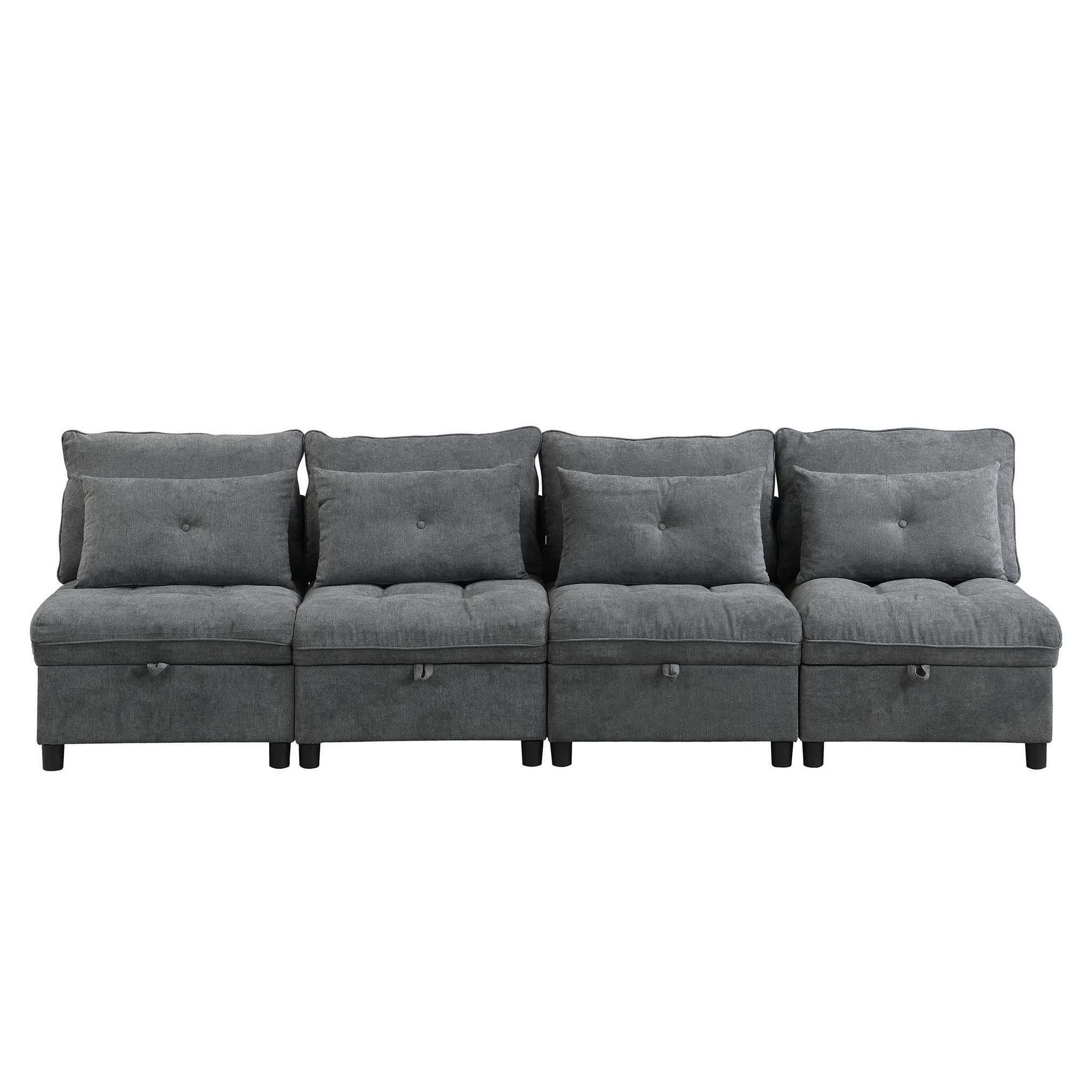 Voir la diapositive 1 : MERAX Canapé droit convertible 4 places tissu