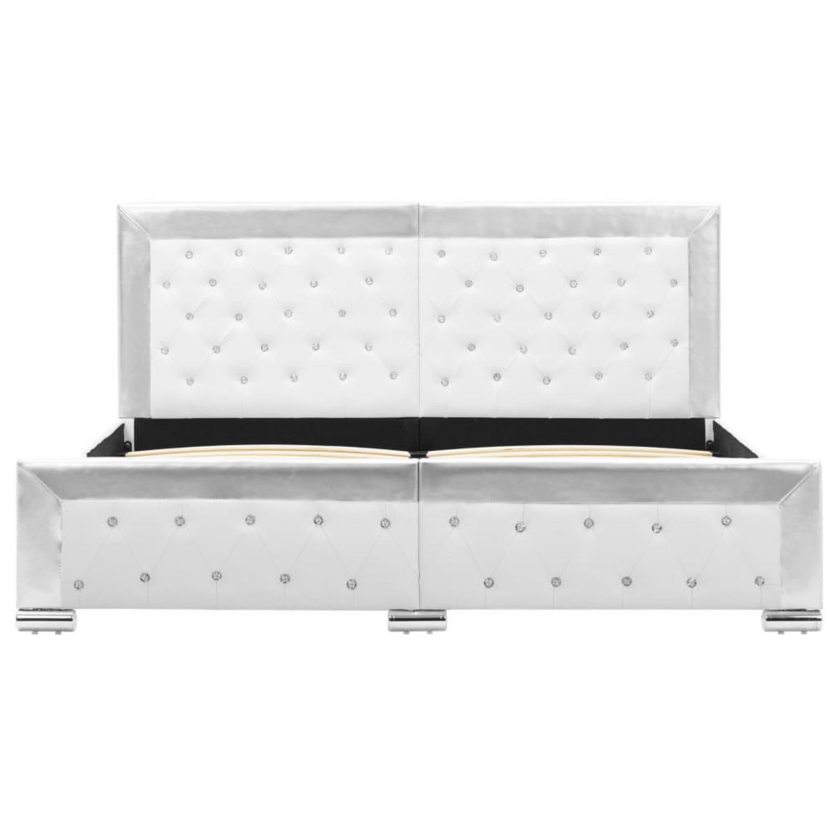 VIDAXL Cadre de lit sans matelas blanc similicuir 160x200 cm