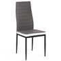 Voir la diapositive 3 : ID MARKET Lot de 6 chaises ROMANE grises bandeau blanc pour salle à manger