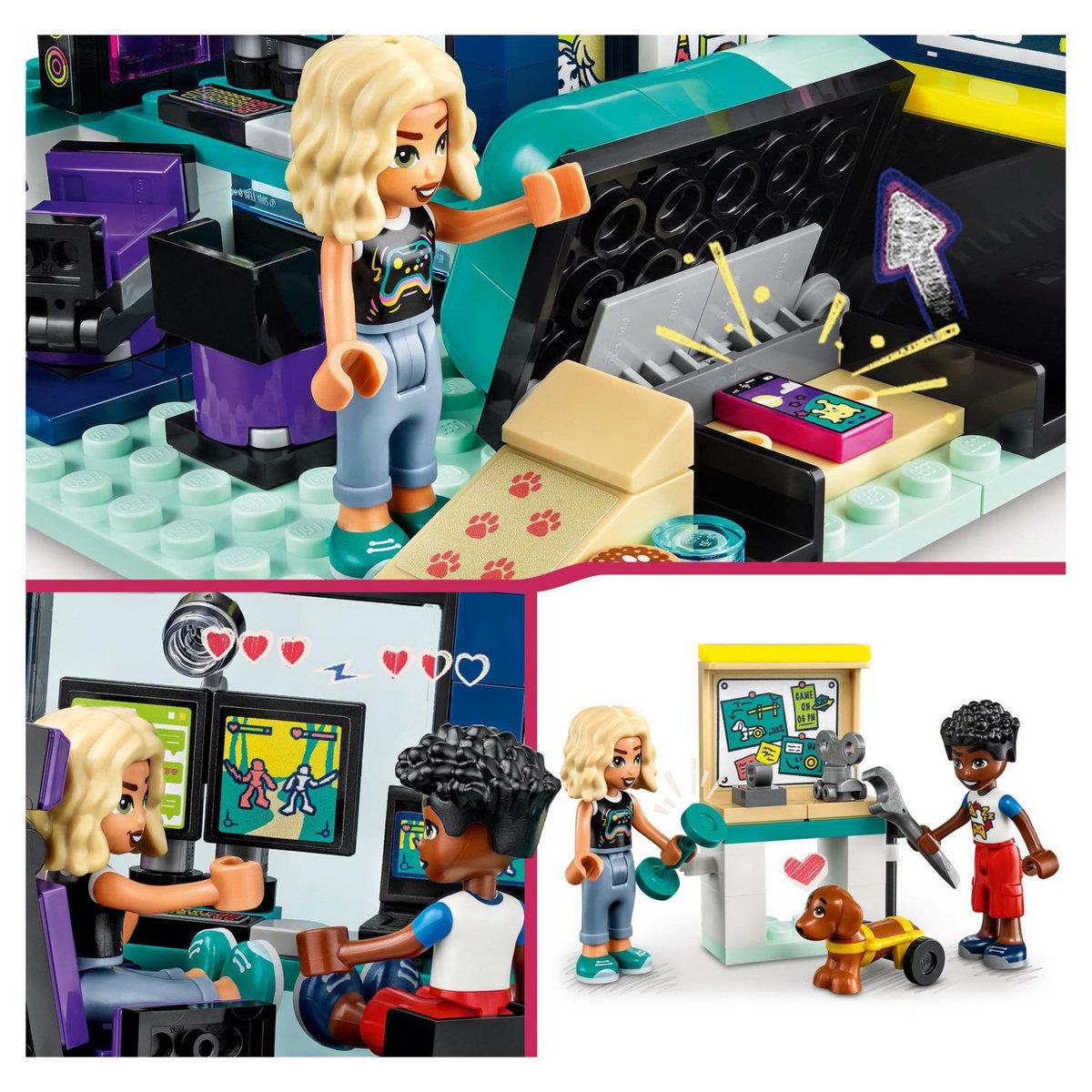 LEGO Friends 41755 La chambre de Nova, Jouet sur le Thème du Gaming, à Collectionner avec la Mini-Poupée 2023 Zac et Chien Pickle