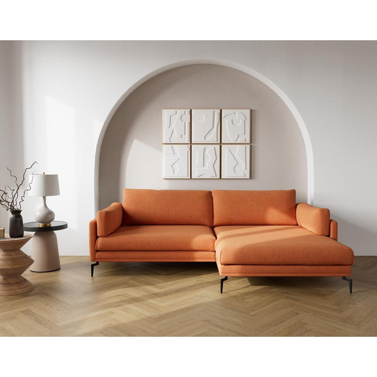 LISA DESIGN Carlos - canapé d'angle droit 4 places ultra moelleux en tissu texturé