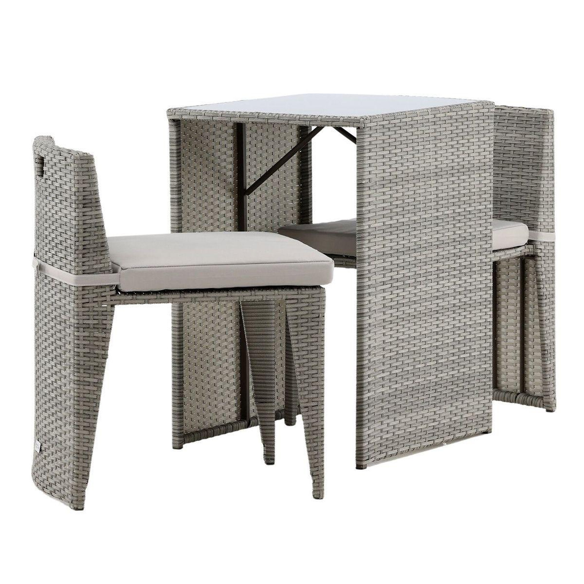 Paris Prix Ensemble Table de Jardin & 2 Chaises  Savanna  75cm Gris