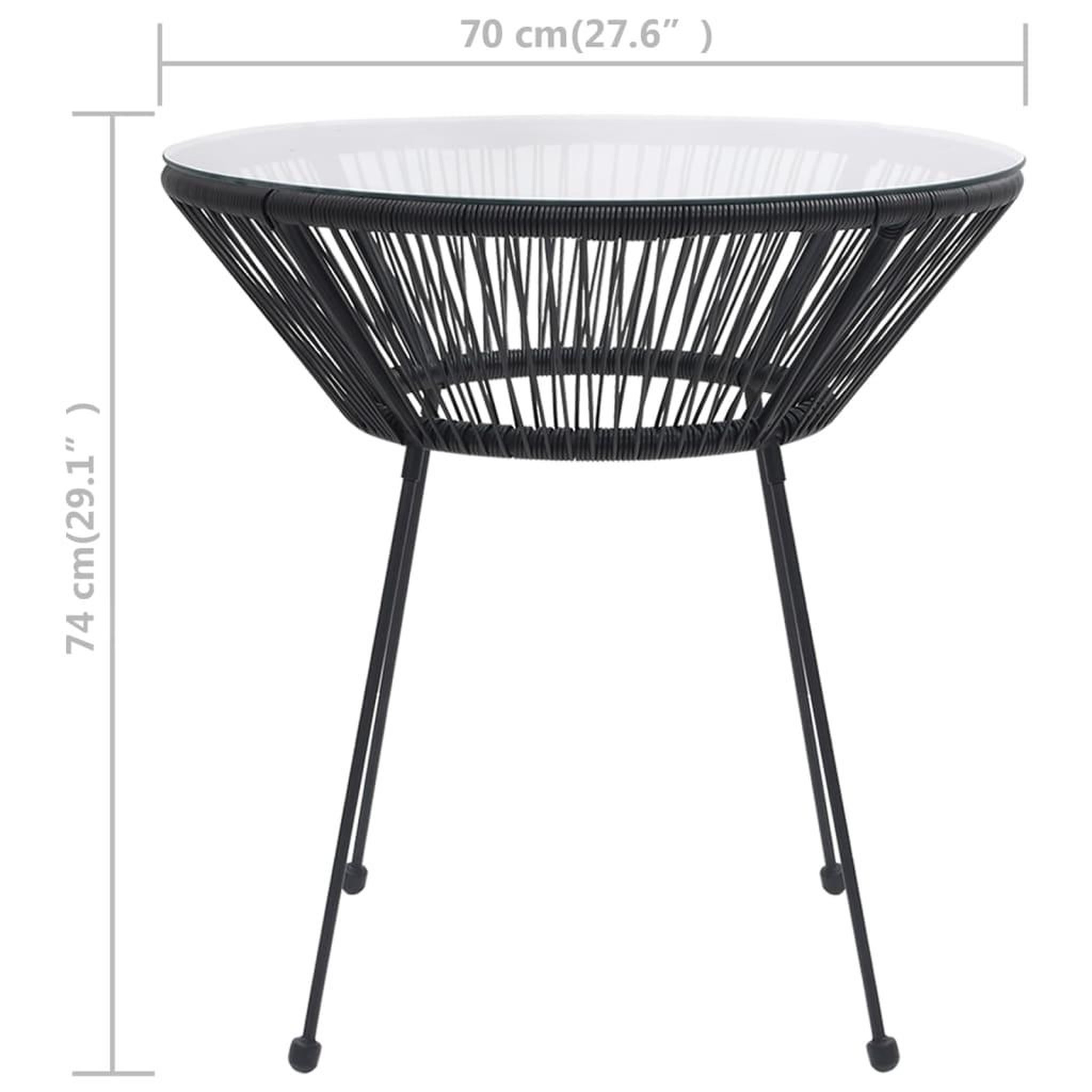 Voir la diapositive 5 : VIDAXL Table a manger de jardin Noir Ø70x74 cm Rotin et verre
