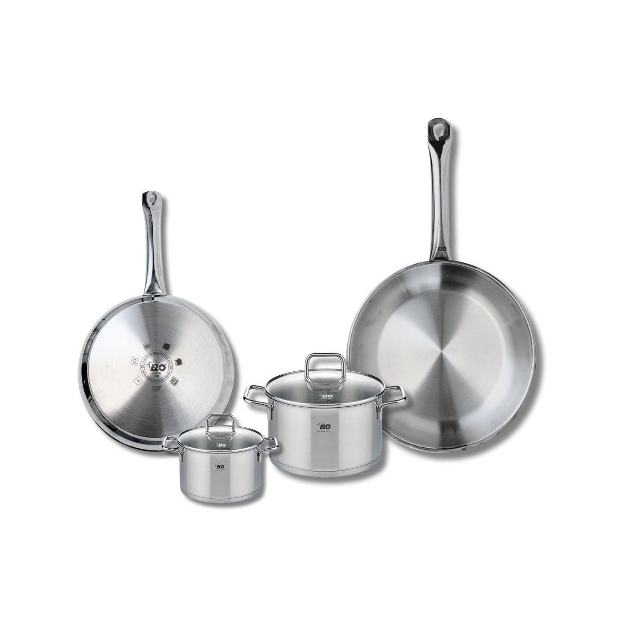 Voir la diapositive 1 : 666 Barcelona Set de 2 Poêles de cuisson 24 et 28 cm et 2 faitouts 12 et 16 cm Elo Profi Citrin