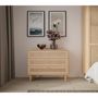Voir la diapositive 2 : MARKET24 Commode - 3 tiroirs - Décor Chene- Cannage - L90,4 x P41,4 x H80 cm - CALASETTA