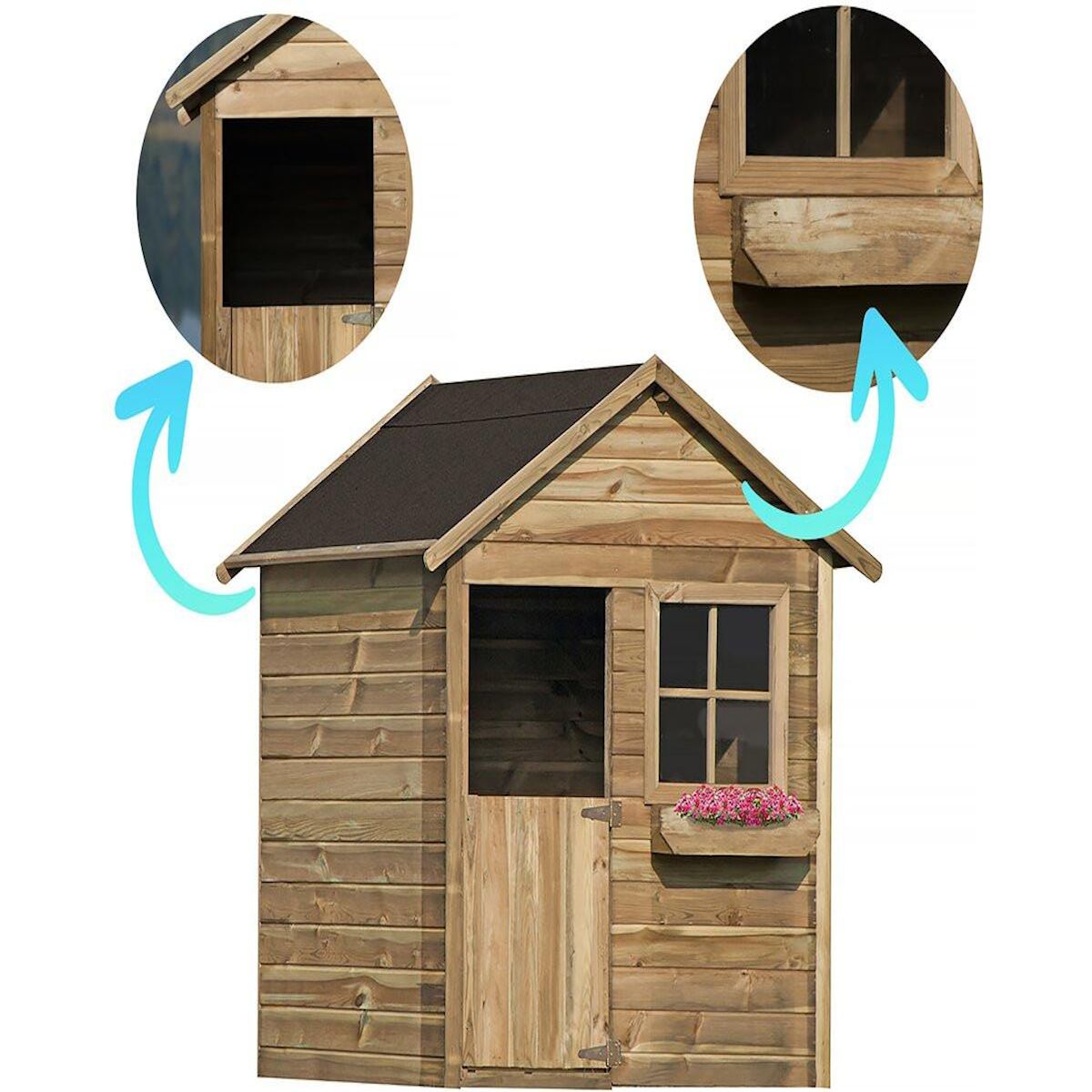 Habitat et Jardin Maisonnette  Coccinelle  - 126 x 112 x 158 - Bois