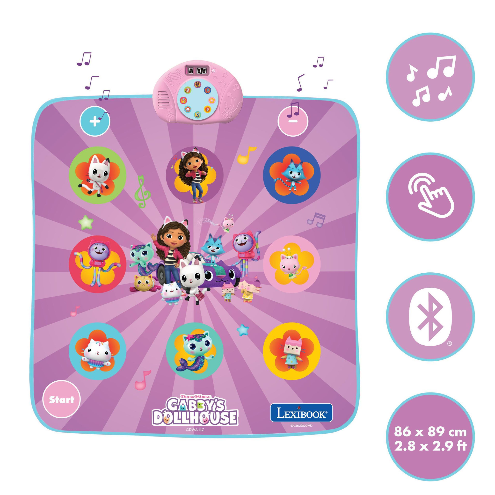 Voir la diapositive 2 : Lexibook Tapis de danse électronique Bluetooth et lumineux Gabby et la maison magique