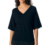 OBJECT Pull 3/4 Noir Femme Object Neck Knit. Coloris disponibles : Noir