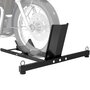 Voir la diapositive 1 : HOMCOM Bloque roue de moto pour pneu avant, cale roue moto en acier, support de verrouillage réglable sur 14 niveaux, pour Ø 34-84 cm, capacité 816,5 kg, noir