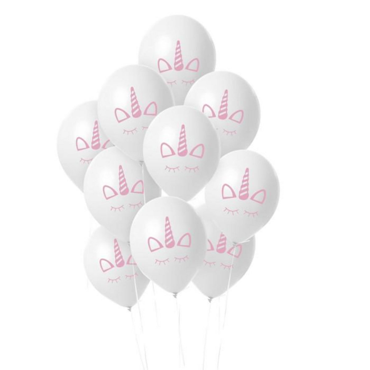 Paris Prix Lot de 10 Ballons de Baudruche  Licorne  18cm Blanc