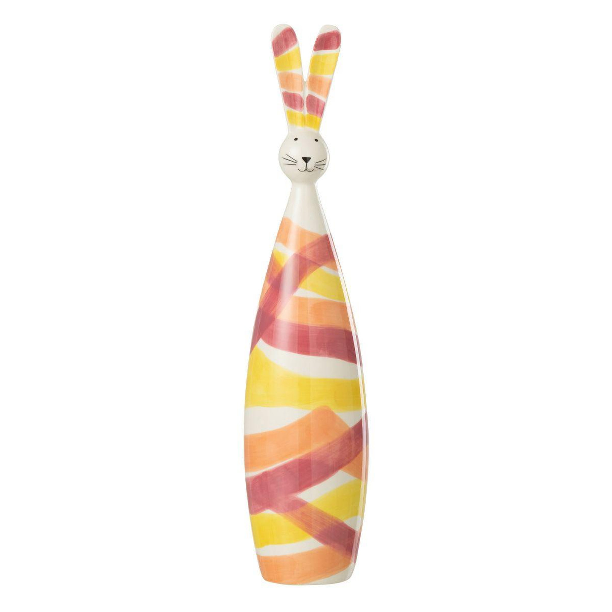 Voir la diapositive 1 : J-LINE Statuette déco lapin en dolomite  lignes  44cm orange