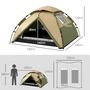 Voir la diapositive 3 : OUTSUNNY Tente de camping familiale 3-4 pers. tente dôme étanche 2000 mm sac de transport vert marron