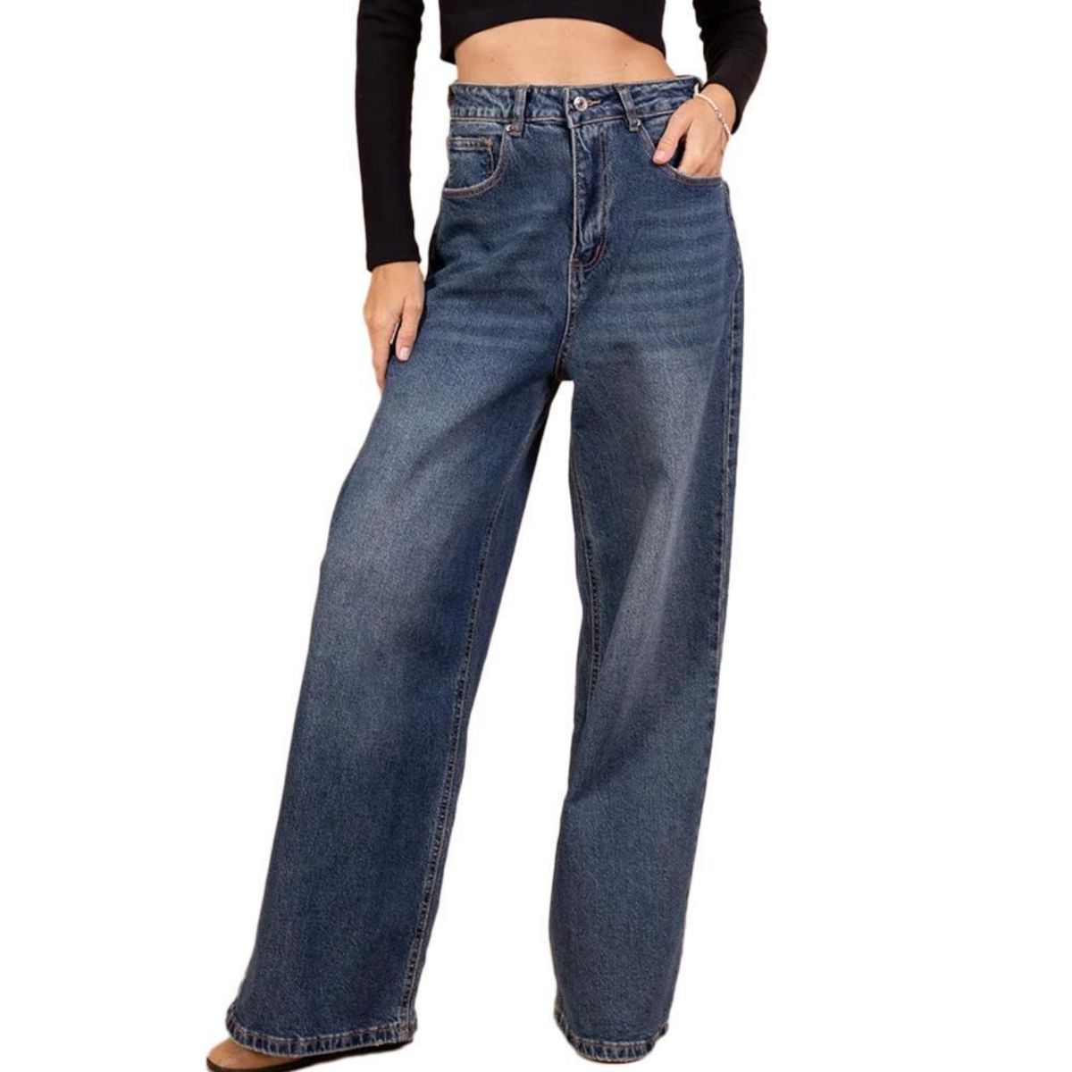 MONDAY PREMIUM Jean Baggy  Foncé Femme Monday Premium Wide  eg