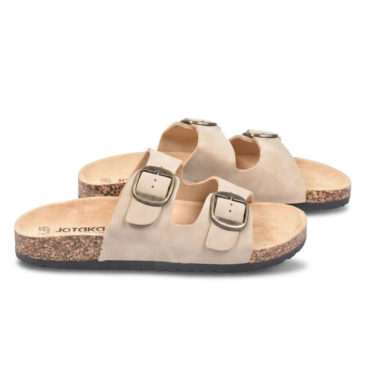 OZABI OZABI Sandales Mule 2 Boucles Nubuck Noir Beige Camel