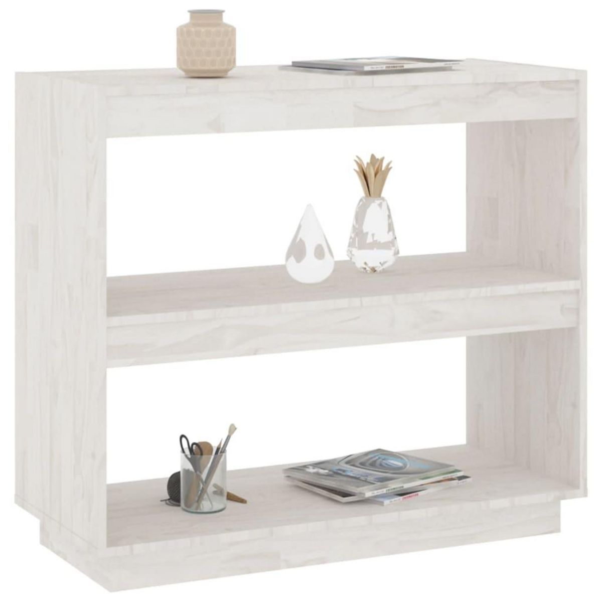 VIDAXL Bibliotheque Blanc 80x35x71 cm Bois de pin massif