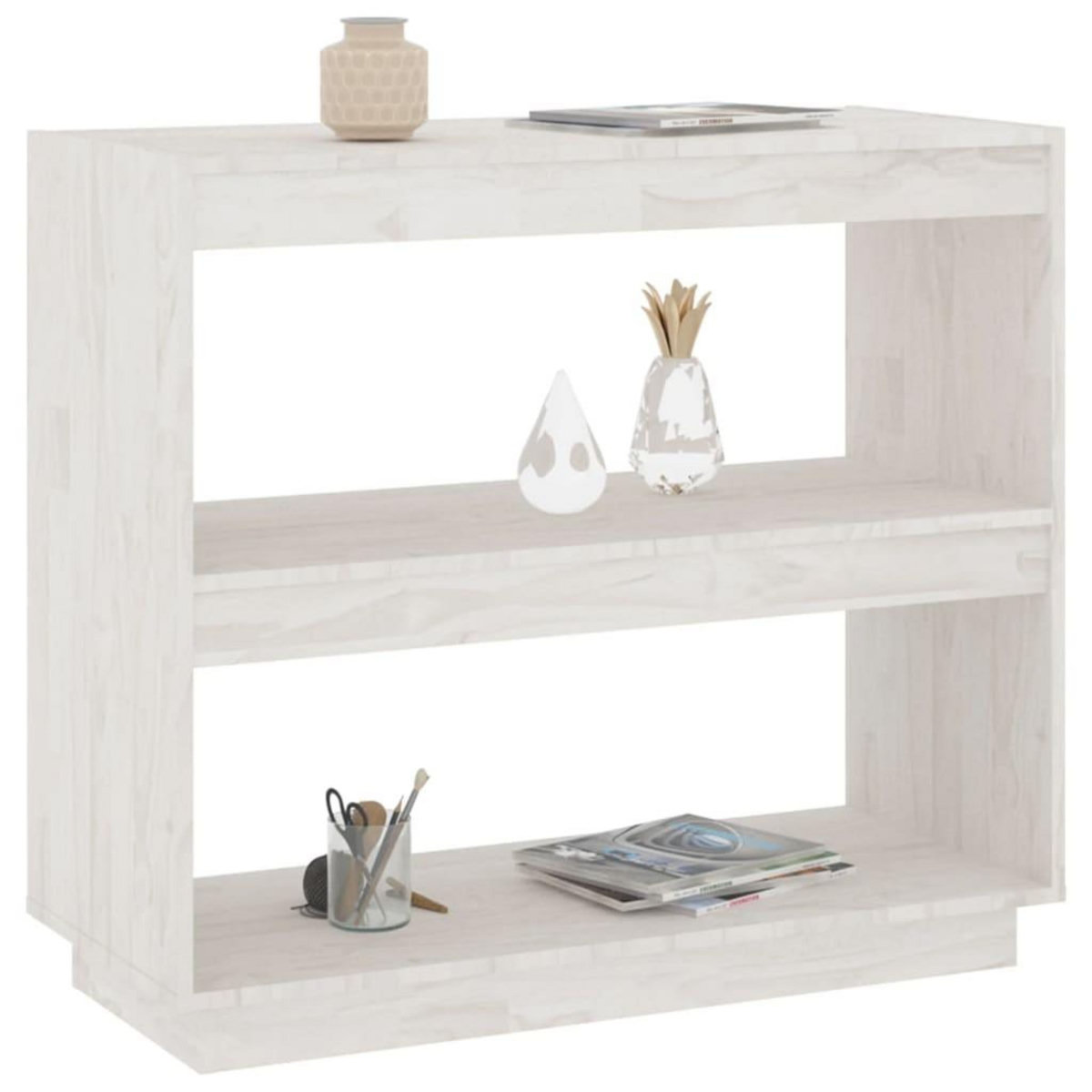 VIDAXL Bibliotheque Blanc 80x35x71 cm Bois de pin massif
