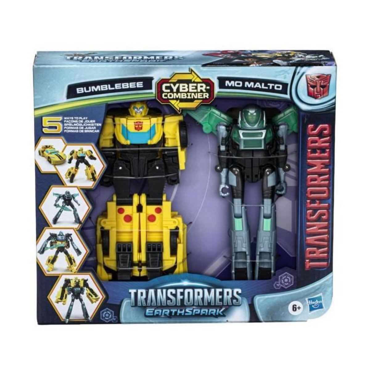 HASBRO Figurines Cyber-Combiner Bumblebee et Mo Malto, jouets interactifs pour filles et garçons,Transformers EarthSpark, des 6 ans