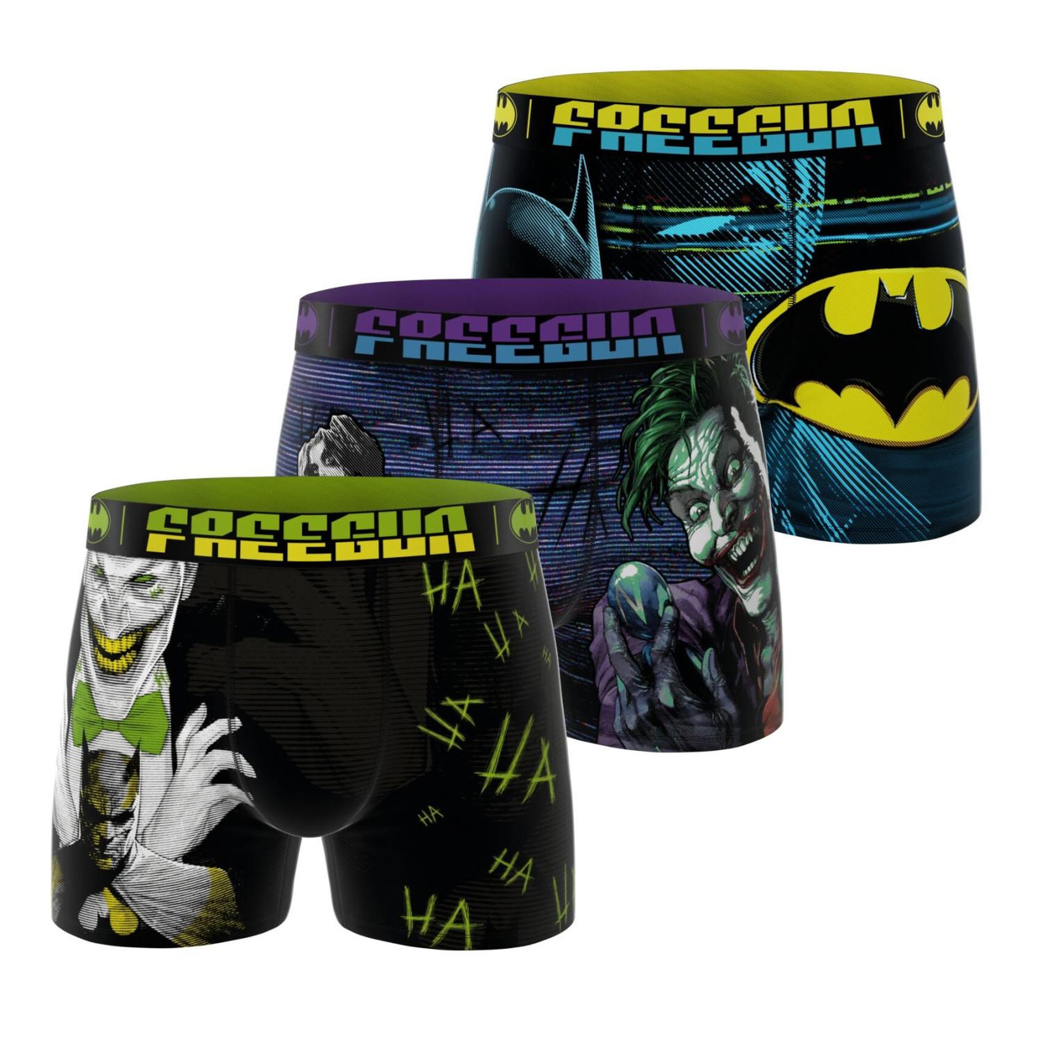 FREEGUN Lot de 3 boxers homme DC Comics. Coloris disponibles : Noir