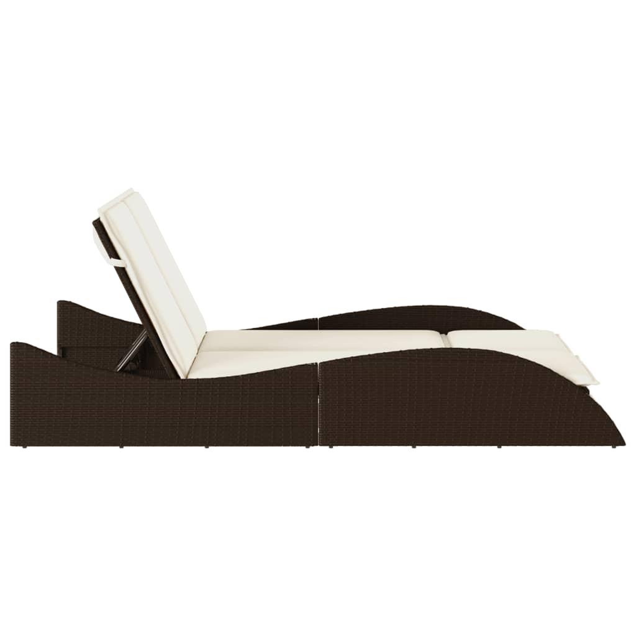 Voir la diapositive 5 : VIDAXL Chaise longue avec coussins marron 114x205x73 cm resine tressee