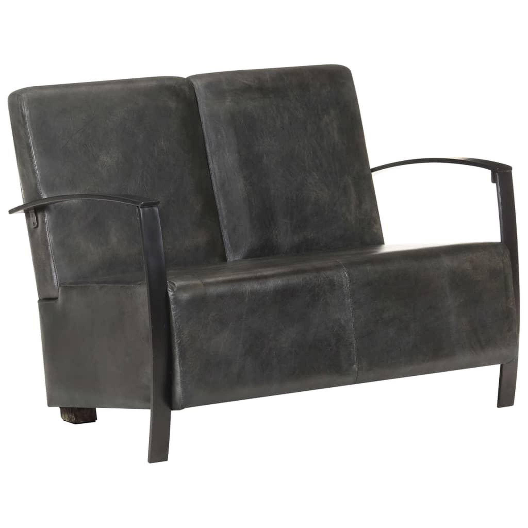 Voir la diapositive 1 : VIDAXL Canape a 2 places gris delave cuir veritable