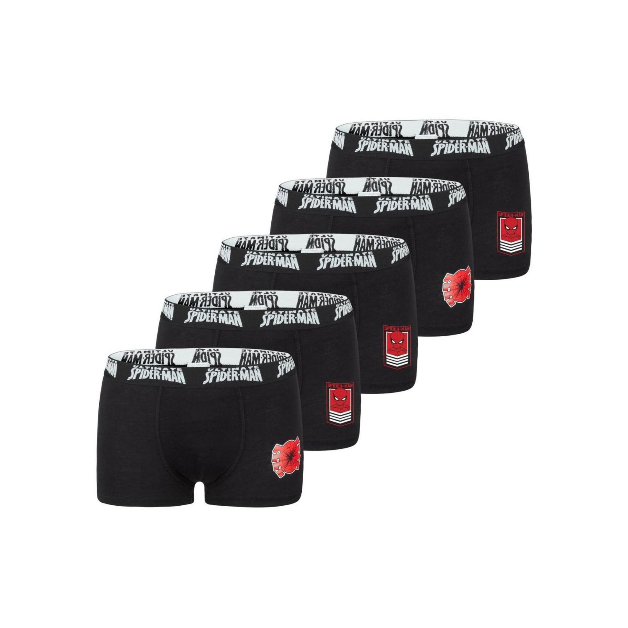 ULTIMATE SPIDER-MAN Lot de 5 Boxers garçon petite taille Spiderman. Coloris disponibles : Noir