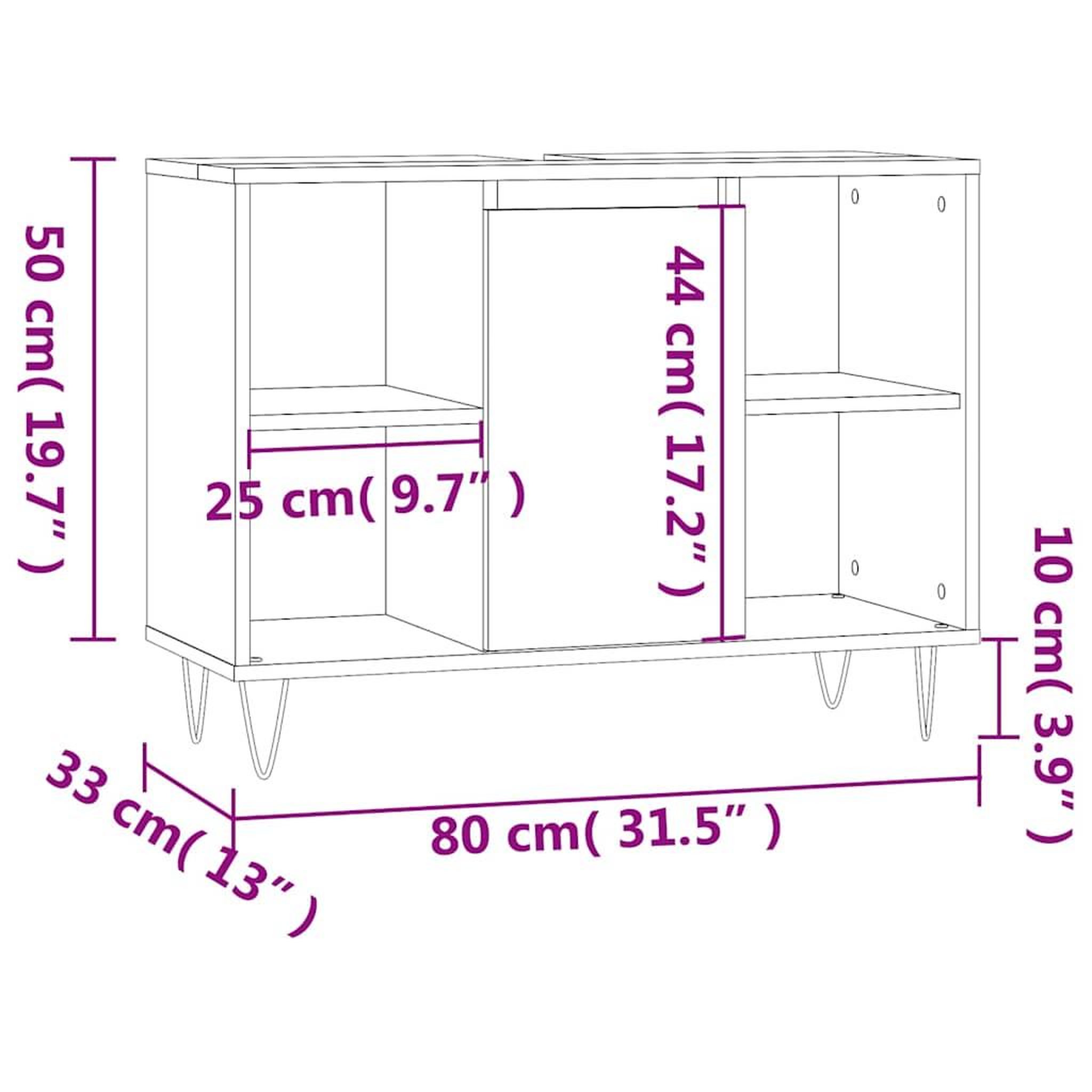 Voir la diapositive 6 : VIDAXL Armoire salle de bain chene sonoma 80x33x60cm bois d'ingenierie