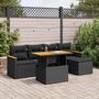 Voir la diapositive 1 : VIDAXL Salon de jardin 6 pcs avec coussins noir resine tressee acacia