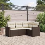VIDAXL Salon de jardin 4 pcs avec coussins marron resine tressee