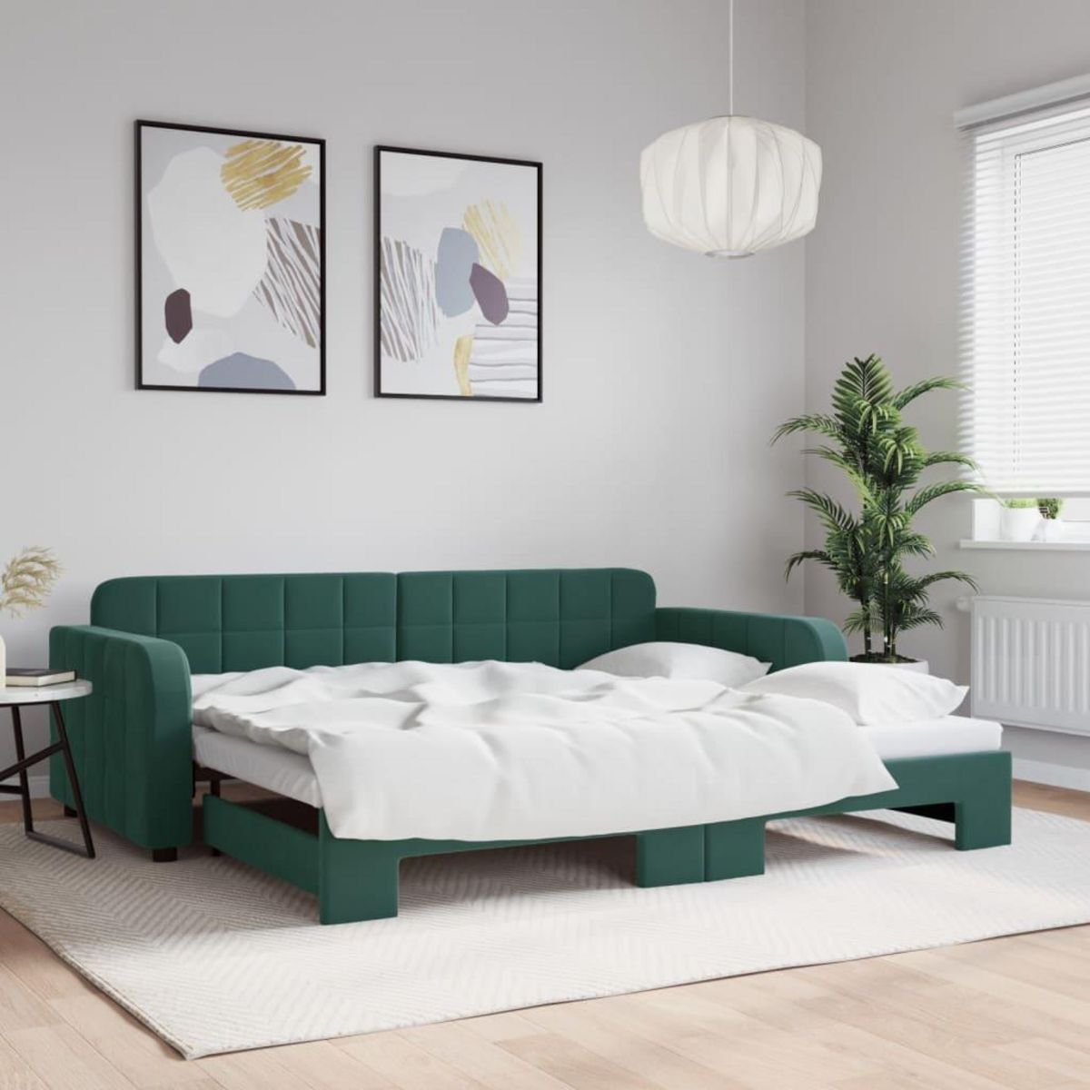 VIDAXL Lit de jour avec gigogne sans matelas vert fonce 90x200 cm