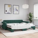 VIDAXL Lit de jour avec gigogne sans matelas vert fonce 90x200 cm