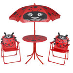 VIDAXL Jeu de bistro avec parasol pour enfants 3 pcs Rouge