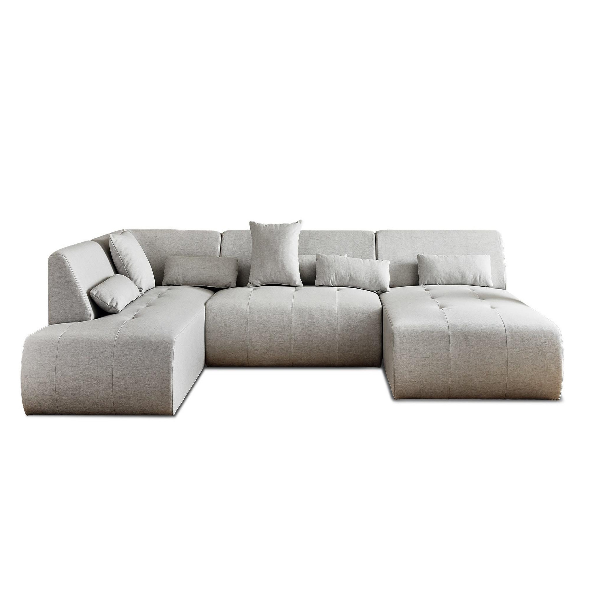 Voir la diapositive 6 : BEST MOBILIER Onyx - canapé panoramique d'angle gauche 7 places - en tissu